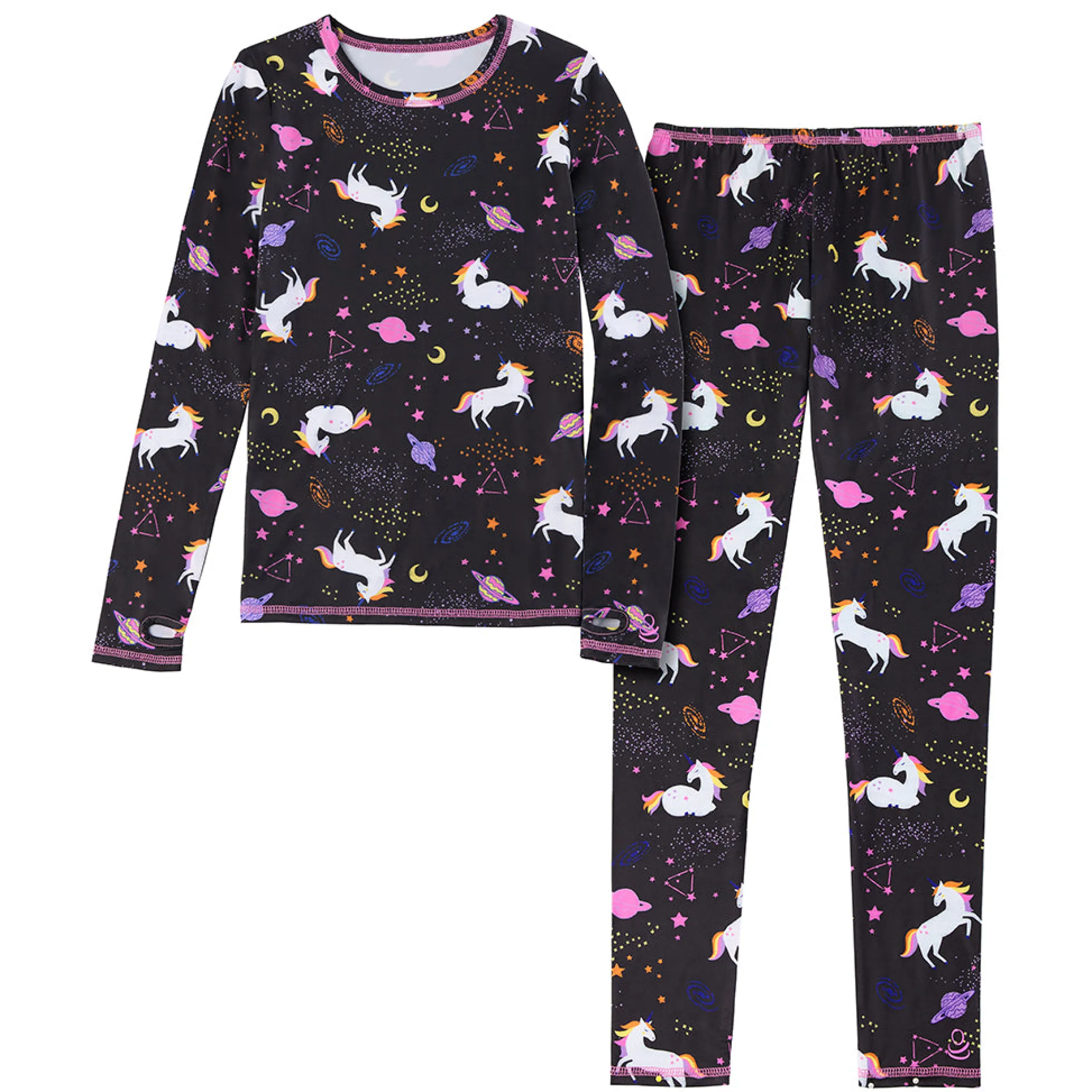 Girls Comfortech Stretch Poly 2 pc. Long Sleeve Crew & Pant Set
