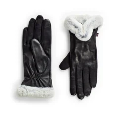 Leather Glove with Faux Fur Cuff