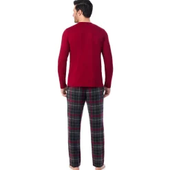 Mens Cabin Fleece Long Sleeve Crew and Pajama Pant 2-Pc Set