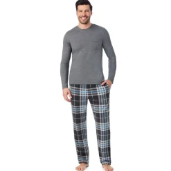 Mens Cabin Fleece Long Sleeve Crew and Pajama Pant 2-Pc Set
