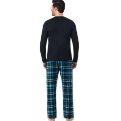 Mens Cabin Fleece Long Sleeve Crew and Pajama Pant 2-Pc Set