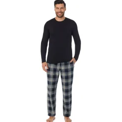 Mens Cabin Fleece Long Sleeve Crew and Pajama Pant 2-Pc Set