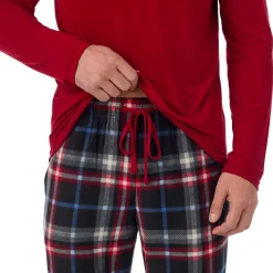 Mens Cabin Fleece Long Sleeve Crew and Pajama Pant 2-Pc Set