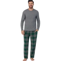 Mens Cabin Fleece Long Sleeve Crew and Pajama Pant 2-Pc Set
