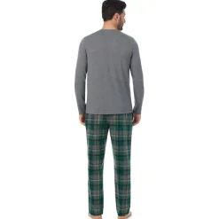 Mens Cabin Fleece Long Sleeve Crew and Pajama Pant 2-Pc Set