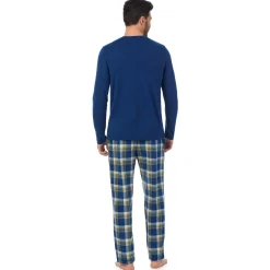 Mens Cabin Fleece Long Sleeve Crew and Pajama Pant 2-Pc Set