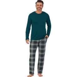 Mens Classic Long Sleeve Crew and Pajama Pant 2-pc Set