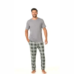 Mens Classic Short Sleeve Crew Neck Tee and Pajama Pant 2-pc Set