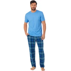 Mens Classic Short Sleeve Crew Neck Tee and Pajama Pant 2-pc Set