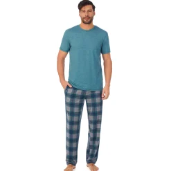 Mens Classic Short Sleeve Crew Neck Tee and Pajama Pant 2-pc Set