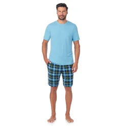 Mens Classic Short Sleeve Crew Neck Tee and Pajama Short 2-pc Set