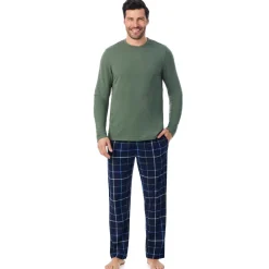 Mens Cozy Lodge Long Sleeve Crew and Pajama Pant 2-Pc Set