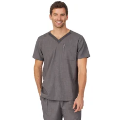 Mens Scrub V-Neck Top with Chest Pocket