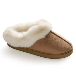 Microsuede Clog Slipper with Sherpa Lining
