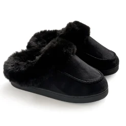 Microsuede with Moccasin-Stitch Clog Slipper