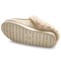 Microsuede with Moccasin-Stitch Clog Slipper