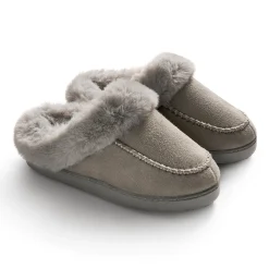 Microsuede with Moccasin-Stitch Clog Slipper