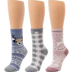 Reindeer Brushed Lounge Sock 3 Pack