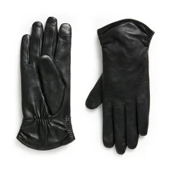 Ruched Leather Touchscreen Gloves