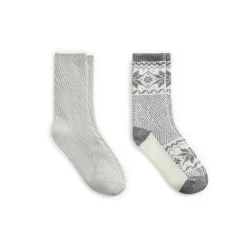 Scandi Snowflake Block Crew Sock 2-Pack