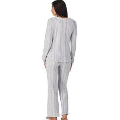 Silky Velour Long Sleeve Pullover with Boot Cut Pant 2-Pc Pajama Set
