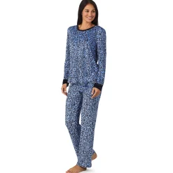 Silky Velour Long Sleeve Pullover with Boot Cut Pant 2-Pc Pajama Set
