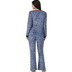 Silky Velour Long Sleeve Pullover with Boot Cut Pant 2-Pc Pajama Set