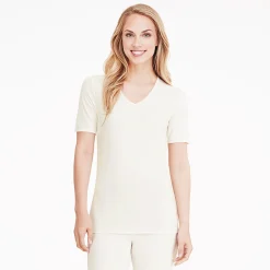 Softwear Lace Edge Short Sleeve V-Neck