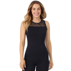 Softwear With Stretch Crew Neck Tank With Lace