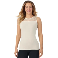 Softwear With Stretch Crew Neck Tank With Lace