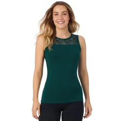 Softwear With Stretch Crew Neck Tank With Lace