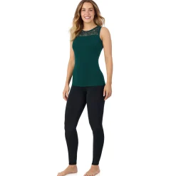 Softwear With Stretch Crew Neck Tank With Lace