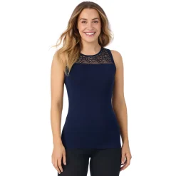 Softwear With Stretch Crew Neck Tank With Lace