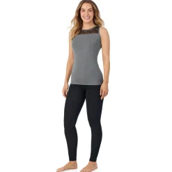 Softwear With Stretch Crew Neck Tank With Lace