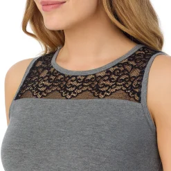Softwear With Stretch Crew Neck Tank With Lace
