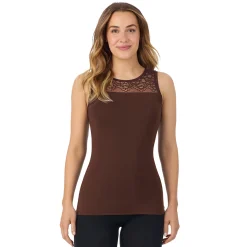 Softwear With Stretch Crew Neck Tank With Lace