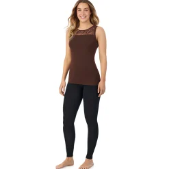 Softwear With Stretch Crew Neck Tank With Lace