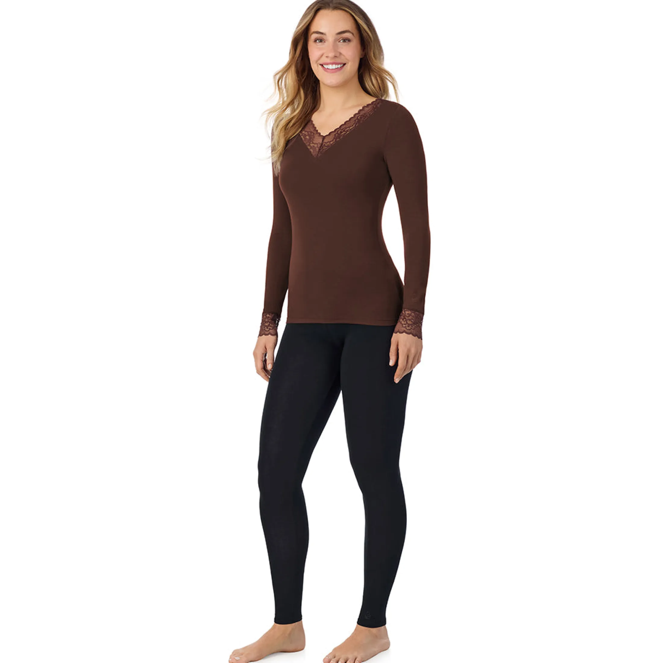 Softwear With Stretch Long Sleeve V-Neck With Lace