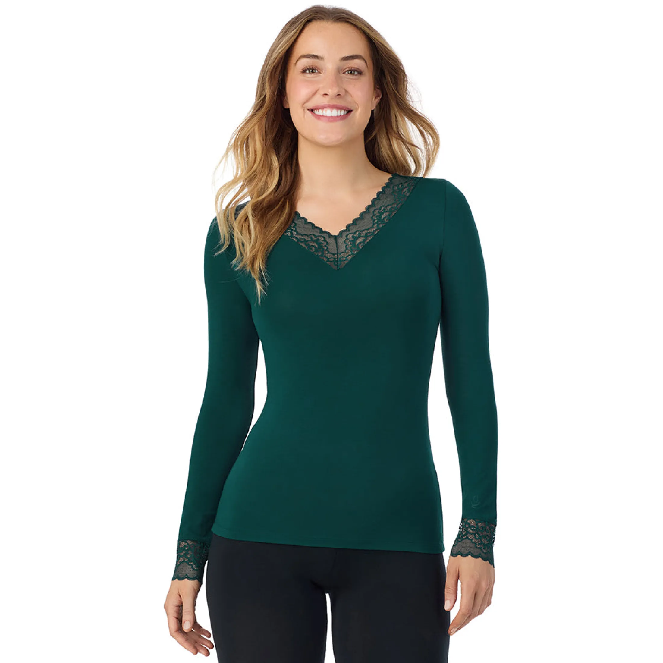 Softwear With Stretch Long Sleeve V-Neck With Lace