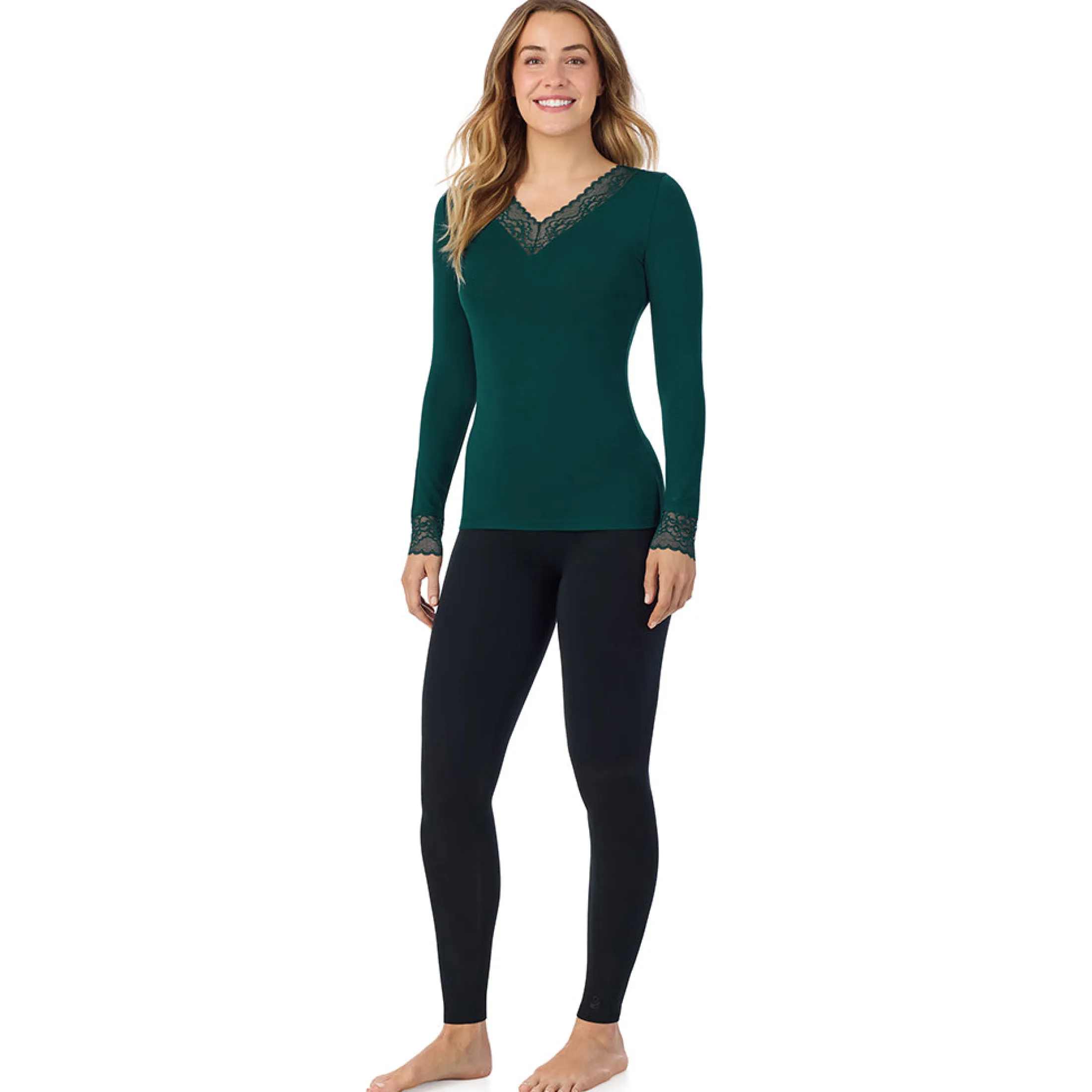 Softwear With Stretch Long Sleeve V-Neck With Lace