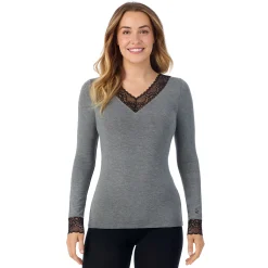 Softwear With Stretch Long Sleeve V-Neck With Lace