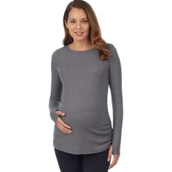 Stretch Thermal Maternity Long Sleeve Ballet Neck Top