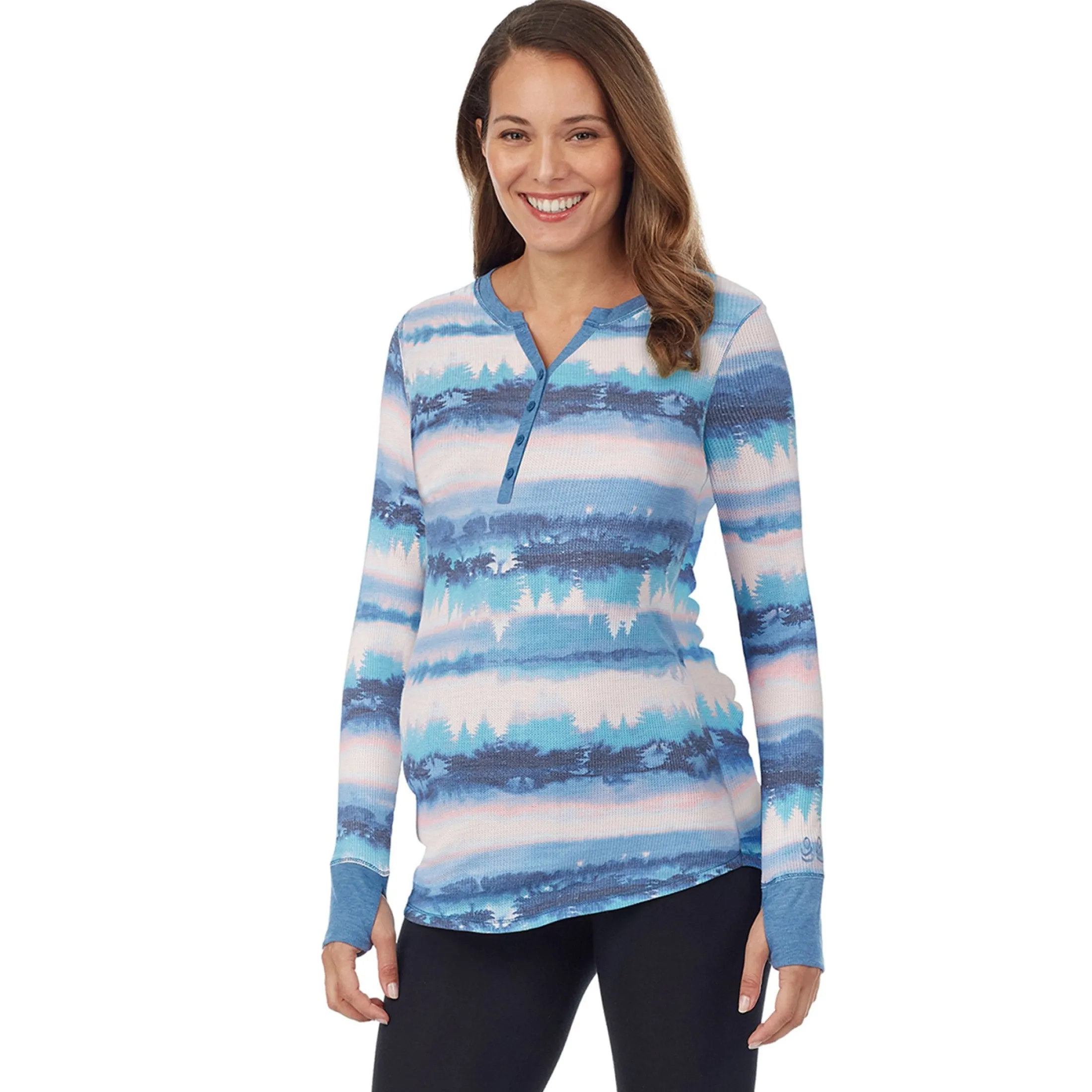 Stretch Thermal Maternity Long Sleeve Split V-Neck Henley