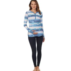 Stretch Thermal Maternity Long Sleeve Split V-Neck Henley