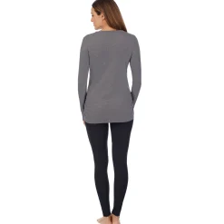 Stretch Thermal Maternity Long Sleeve Split V-Neck Henley