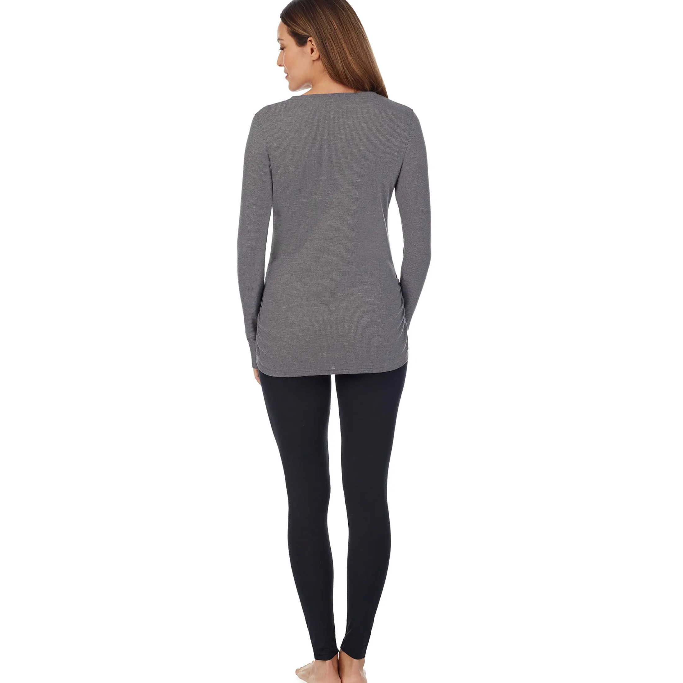 Stretch Thermal Maternity Long Sleeve Split V-Neck Henley