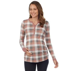 Stretch Thermal Maternity Long Sleeve Split V-Neck Henley