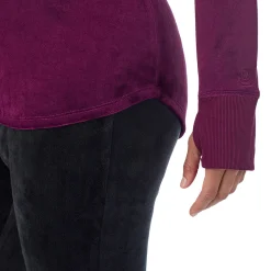 Stretch Velour Long Sleeve V-Neck
