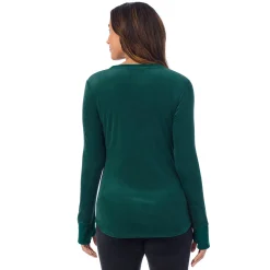 Stretch Velour Long Sleeve V-Neck