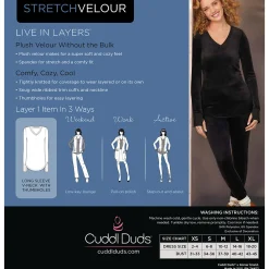 Stretch Velour Long Sleeve V-Neck